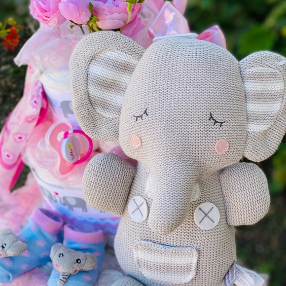 Elephant Diaper Cake, Girl Diaper Cake